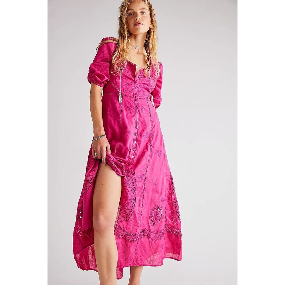 Free People Lisa Lace Midi Dress - Picture 1 of 7